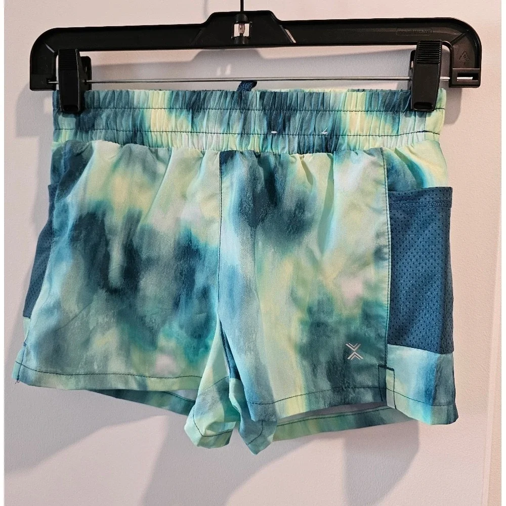 Xersion Girls Activewear Shorts Size‎ S 7/8 Blue Green Tie Dye Quick-Dri